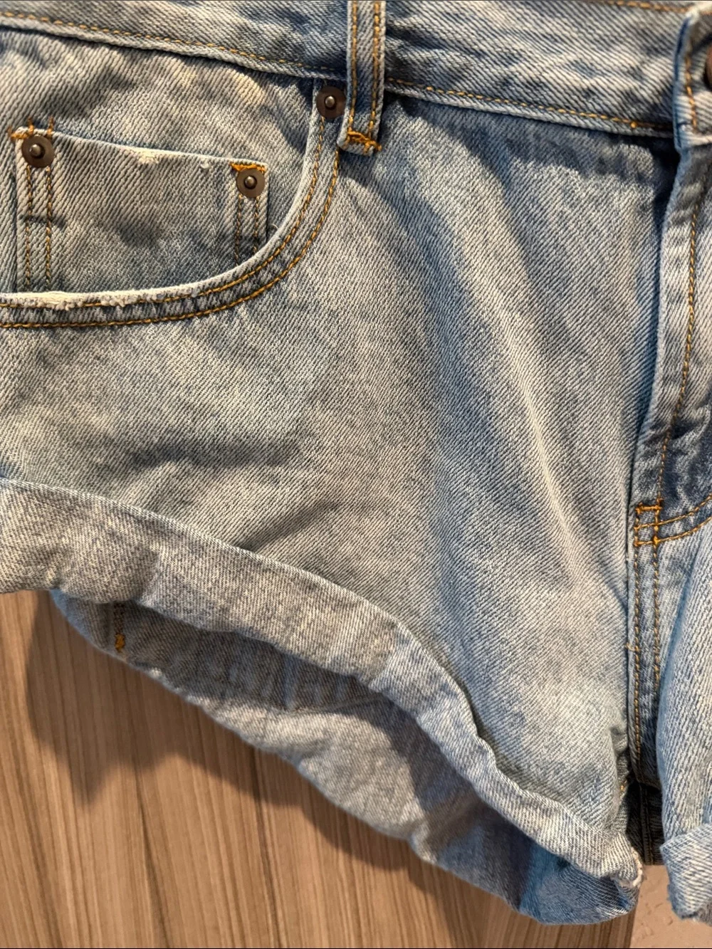 One Teaspoon Light Blue Denim Roll Cuff Shorts